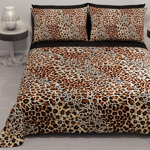 PETTI Artigiani Italiani - Summer Single Bedspread 170 x 260 cm 100 g/m² Double Face, Spring Single Bed Quilt, Lightweight Quilt, Orange Animalier, 100% Made in Italy