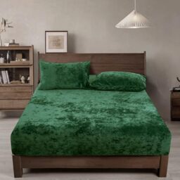 PHF Velvet Fitted Sheet Queen Size, 1 Pack Luxury Super Soft Cozy Comfy Flannel Bed Sheets with 15'' Deep Pocket, Suitable for Fall Winter and Spring, No Pillowcases, Emerald Green