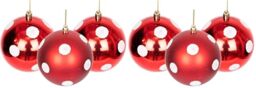 10cm/6Pcs Christmas Baubles Shatterproof Red White Polka Dots, Christmas Tree Decorations Ball Ornaments Balls Xmas Hanging Decorations Holiday Decor - Shiny,Matte,Glitter (Pack of 2)