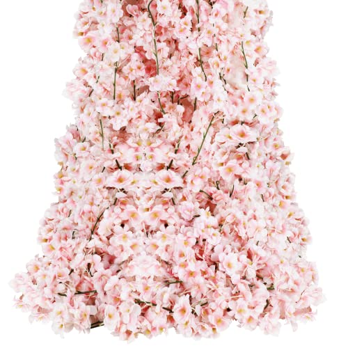 Sunm Boutique 4pcs Artificial Cherry Blossom Garland Hanging Vine Silk Garland Wedding Party Decor