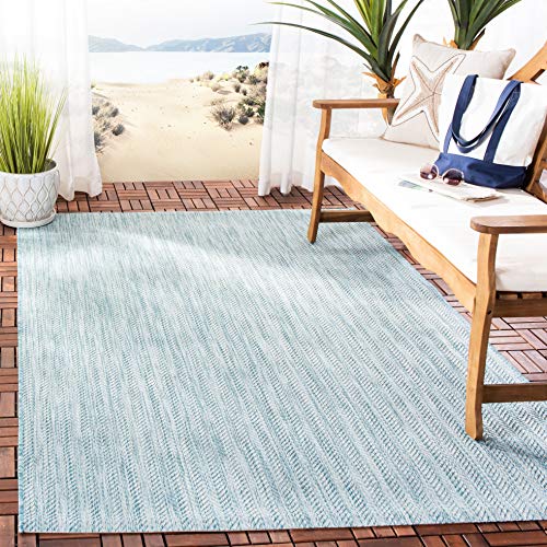 Safavieh Contemporary Rug for Living Room, Dining Room, Bedroom - Courtyard Collection, Short Pile, in Blue Grey, 160 X 231 cm