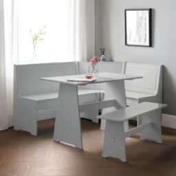 Julian Bowen Newport Corner Dining Set with Bench, Grey - H85.5 x W158cm