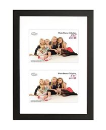 INOV8 British Made Real Wood Picture/Photo Frame 12x8 Dual-Aperature (30x20cm) - Auckland 20mm Pine Black
