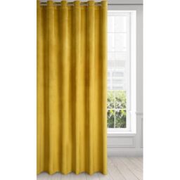 Eurofirany Velvet Super Soft Curtain with Eyelets - 1 Panel, Room Darkening Window Treartment, Drapes for Bedroom, Kitchen, Living Room, W84 x L98, Yellow