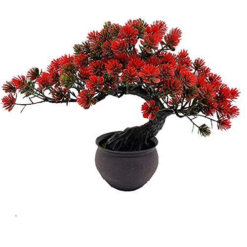 Fycooler Artificial Plants Artificial Bonsai Juniper Tree Potted Faux Japanese Pine Bonsai Simulation Zen Garden Fake Plant Artificial Bonsai Tree for Home Office Showcase Indoor D??cor Desktop Display