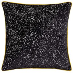 Paoletti Estelle Polyester Filled Cushion, Black/Gold, Square