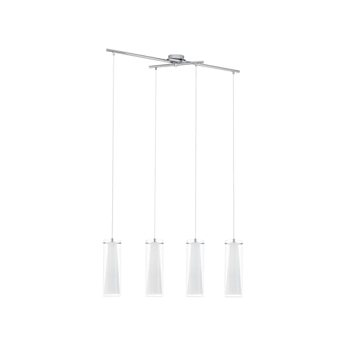 EGLO Pinto pendant lamp 4-flame pendant lamp material: steel colour: chrome glass: clear opal matt white socket: E27