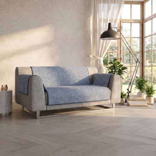 Italian Bed Linen Comfort Anti-Slip Sofa Cover, 2 Places Maxi, Dark blue