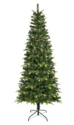 Uten 5ft Slim Christmas Tree, with Realistic PE Leaves Artificial Pencil Xmas Tree Indoor Home Decoration, 350 Natural Looking PVC & PE Tips, Hinged Branches, Metal Stand, 2 Styles Branches, Reusable