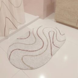 Croydex Soft Pink Swirl Oval Bath Mat, 45x72 cm