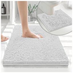 GC GAVENO CAVAILIA 100% Microfiber Toilet Rug Set, Loop Bath Mat Non Slip, Pedestal Mats For Bathroom, White, Regular (678588)