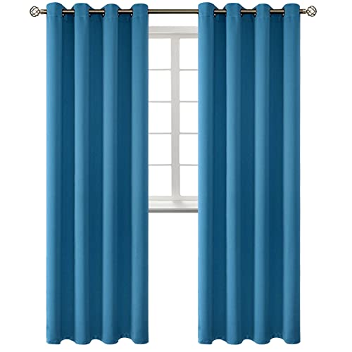 BGment Blackout Curtains - Grommet Thermal Insulated Room Darkening Bedroom and Living Room Curtains, Set of 2 Panels (52 x 95 Inch, Steel Blue)