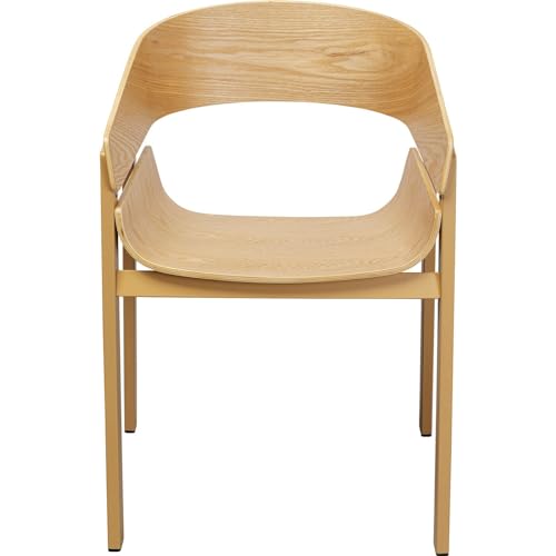Kare Design Chair with Armrest Biarritz, Nature, Wooden Seat, Sturdy Metal Legs, Dining Room Chair, Armchair, Modern Furniture, Stool for Home Kitchen