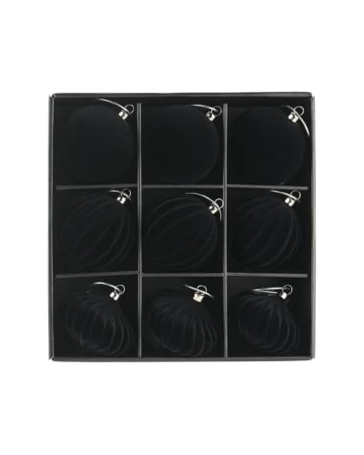 WeRChristmas Set of 25 Black Velvet Christmas Baubles, 6cm & 8cm