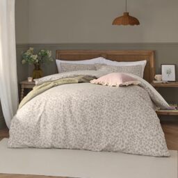 furn. Wylder Grace Leaf Duvet Cover Set – Matt Satin Jacquard Tonal Reverse Bedding (Natural – Single)