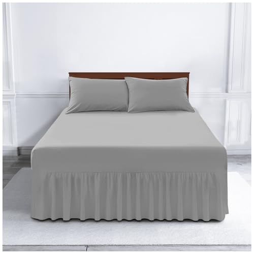 Gaveno Cavailia Luxury Non-Iron PERCALE VALANCE Sheet, Poly-Cotton, Silver , Single