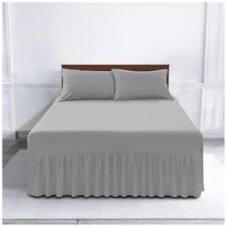 Gaveno Cavailia Luxury Non-Iron PERCALE VALANCE Sheet, Poly-Cotton, Silver , Single
