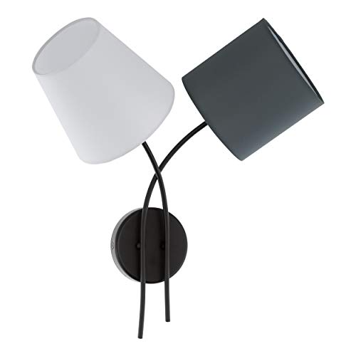 Eglo Wall lamp Almeida, 2 Flame Textile wall lamp, Material: Steel, Fabric, Colour: Black, Anthracite, White, Socket: E14
