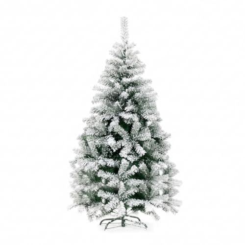 Artificial Snow-Covered Christmas Tree 210 cm with 1078 Branches, Perfect for Indoors, Ready to Be Decorated with Lights and Christmas Ornaments with Metal Base and Easy Coupling Diameter 110 cm