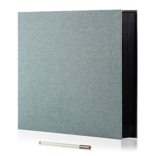HoneyTolly Large Photo Album Self Adhesive for 4x6 8x10 Magnetic Scrapbook Album DIY 60 Black Sticky Pages Linen Cover Photo Album(Green)