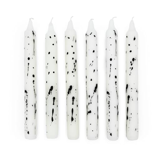 Paint Splatter Design Table Candles in Gift Box Set of Six