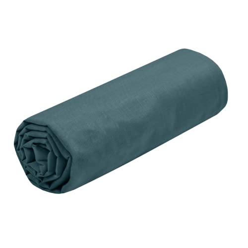 Lovely Casa - Fitted sheet - Size 140 x 190 cm - Large 30 cm - 100% Oeko-Tex certified cotton - Eucalyptus colour - Eden model - Bed linen for home - Soft and comfortable for a cosy nest
