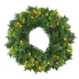 SHATCHI 55cm Christmas Wreath Pre Lit with Various Tips Decorated Christmas Lightings Fireplace Home Wall Door Decorations Outdoor Battery Box Indoor, 20 Warm White LED Lights
