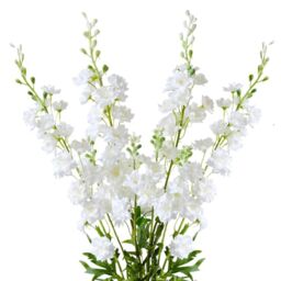 ZYTUYO 4PCS 33.5'' White Delphinium Artificial Flower Faux Larkspur Long Stem Fake Floral Silk Bouquets Plant for Tall Floor Vase Home Kitchen Wedding Outdoor Indoor Decoration, (H005-FYC)