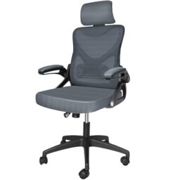VOUNOT® Ergonomic Office Desk Chair, High Back Computer Chair, Executive Swivel with Adjustable Lumbar Support & Headrest for Home Office, Grey