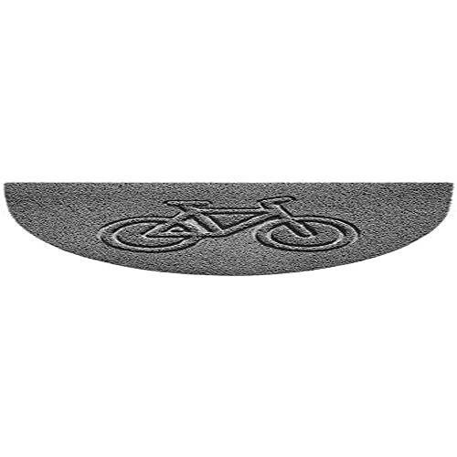 Nicoman Embossed Halfmoon Half Circle Door Mat Dirt-Trapper Jet-Washable Doormat 70x44cm (Grey, BIKE Shape) - Use Outdoor ONLY