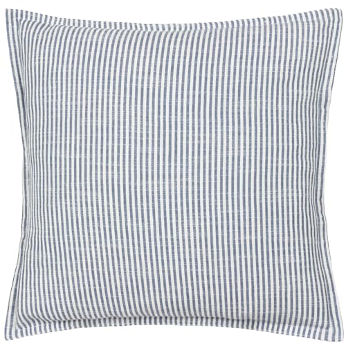 Yard furn Truro Striped Feather Filled Cushion – Classic Stripe 100% Cotton Slub Texture Oxford Edge Decorative Pillow (Skyline – 45x45cm)