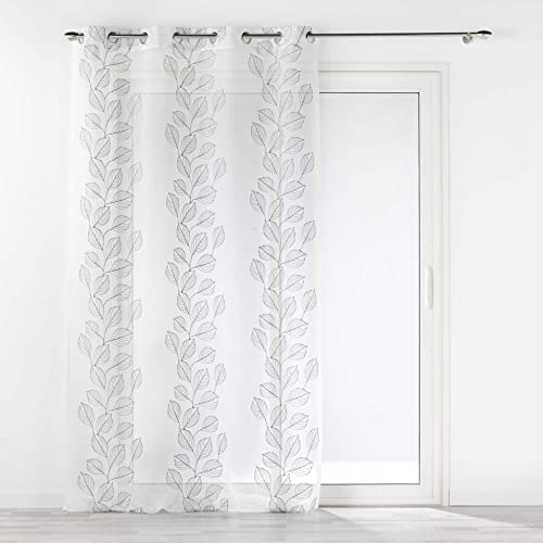 Douceur d'Intérieur Edenia Grey Sandblasted Embroidered Eyelet Curtain 140 x 240 cm