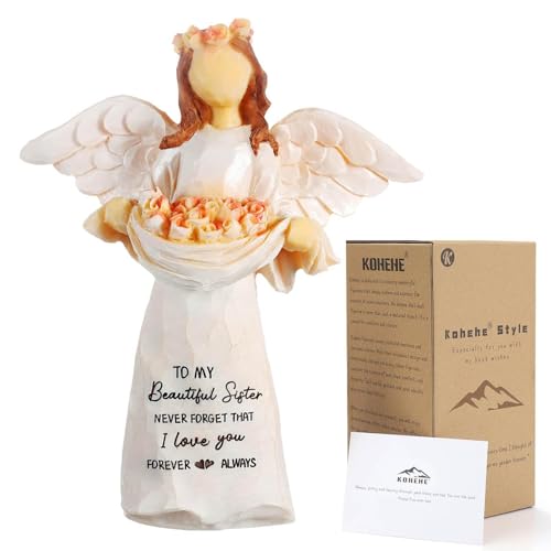 "Kohehe Sister Gifts, 5.12"" Resin Angel Figurine - Sister Birthday Gifts - Sisters Gifts from Sister, Birthday Gifts for Sister, Meaningful Sisters Gift Ideas for Birthday, Mothers Day, Christmas"