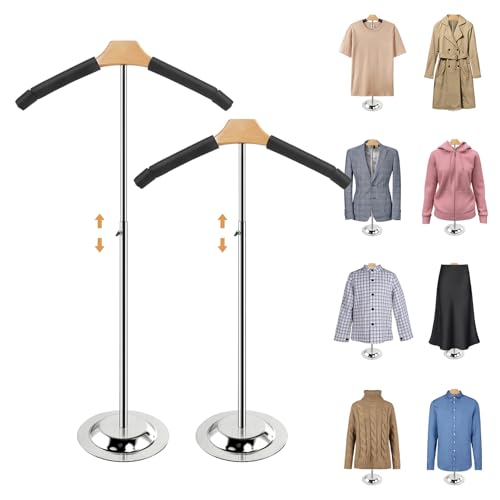 Fumingpal 20-35 Inch Height Adjustable Shirt Display Stand, T Shirt Display Stand for Vendors Mannequin Torso for Clothing Dress Garment Coat Retail (Black, 2 Pcs)