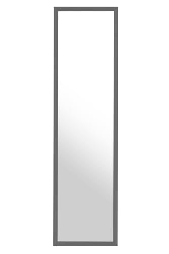 Premier Housewares Over Door Grey Plastic Frame Mirror Space-Saving Design, Durable and Slim, Easy to Install, Minimalist Style, 34 x 124 x 3