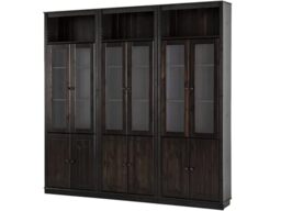 Anita Wall Unit 8 with 3 Bookcases, 6 Wooden Doors and 6 Glass Doors in Havana Lacquer, 222 x 34 x 223 cm (W x D x H)