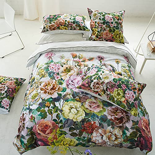 Grandiflora Printed Cotton Satin Duvet Cover, 260 cm x 240 cm, Multi-Colour