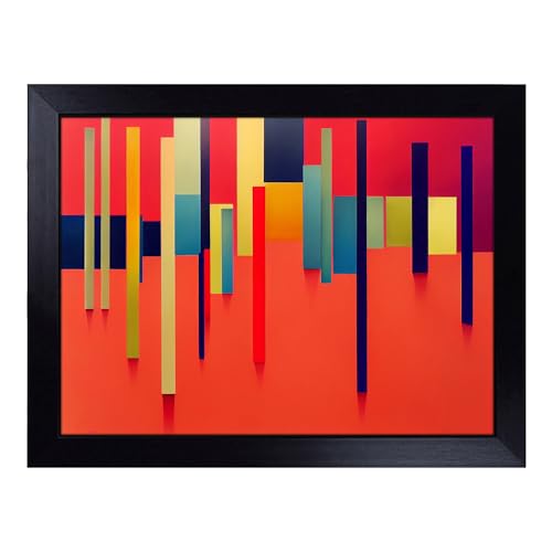 Lap Tray with Bean Bag Cushion, Intense Modern Abstract Art - Handmade in the UK, Raised Wooden Edge, Padded Cushion, Heat-Resistant Wipe-Clean Surface, for Meals, Laptops and Crafts