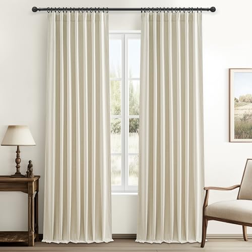 QJmydeco Warm Cream 132 Inch Curtains High Ceiling Tall Curtain for Living Room Long Large Window Drapes 132 Length Heat Insulated Summer Luxury Bohemian Blackout Cottage (W50 xL132 2Panels)