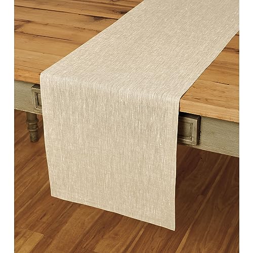 Solino Home Linen Table Runner 14 x 156 Inch ??? Fall, Thanksgiving, Christmas Table Runner Champagne Beige ??? Machine Washable and Handcrafted from 100% Pure European Flax Linen ??? Athena