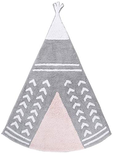 Aratextil Arizona Children's Rug, Cotton, Grey/Pink, 120 x 160 x 30 cm