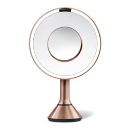 simplehuman Sensor Mirror One w/ 10x Detail Mirror, Rose Gold - Tru-Lux?? Full-Spectrum LED Light, 5x Magnification, Dual Light Settings, Adjustable Brightness