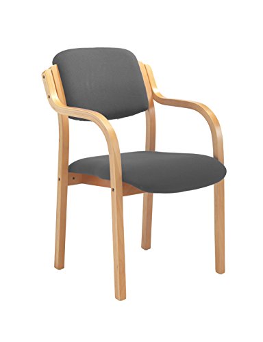 Office Hippo - Heavy Duty Office Chair For Reception, Meetings And Waiting Room. Red Stackable Arm Chair With Sturdy Wooden Frame & Upholstered Durable Seat Cushion. Max 115kg Weight