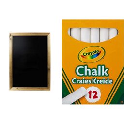 Chalkboards UK WC311, Large Framed Blackboard (83 x 63cm), Wood, Black, A1 (83 x 63 x 1.5cm) & Crayola Anti-Dust White Chalk (Pack of 12) - Smooth Texture Makes Writing & Drawing on Blackboards Easy!