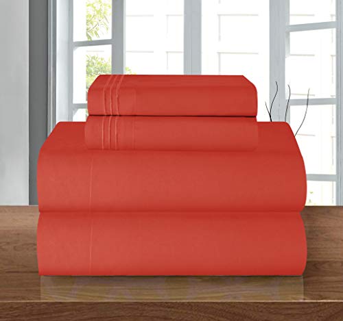 Elegant Comfort Bedding Set, Deep Pocket up to 16inch, Microfiber, Rust, Twin XL