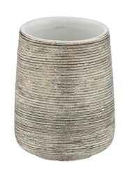 WENKO Fedio Toothbrush Cup Toothbrush Holder for Toothbrush and Toothpaste Made of Elegant Ceramic with Distinctive Relief Look in Gold, Hand-Painted, Diameter 8 x 11 cm