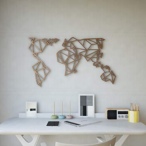 Homemania Wall Decoration World for Living Room, Bedroom, Office – Metal Copper 100 x 0.15 x 58 cm