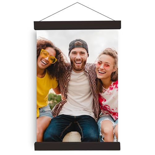 "Adventa Poster Frame Frames, Magnetic Black Wooden Poster Hangers Hanger Hanging Kit for Canvas Artwork Art Print (Black, 16"" - 41 cm, Hangers 1 Pack)"