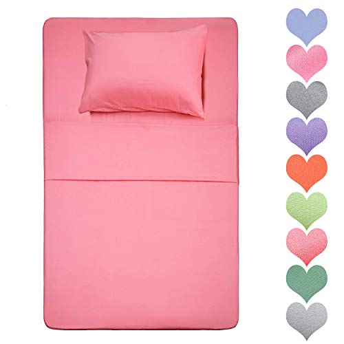 Best Season 400 Thread Count Cotton Single Bed Sheets Set (Peach Pink Color) 3 Piece - Soft Cotton Bed Sheets Sets with Deep Pocket fit Up to 16 inch