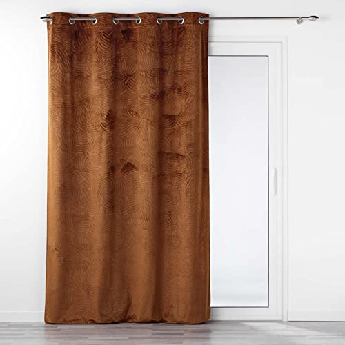 douceur d'intérieur, Analia Curtain with Eyelets 140 x 240 cm Camel Embossed Velvet Blackout